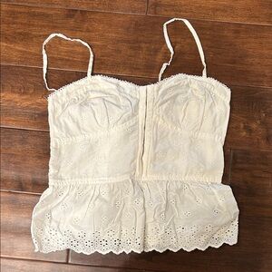 American Eagle Outfitters Cream Eyelet Camisole
